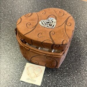 Brighton Brown Heart Jewelry Case with Silver Accent